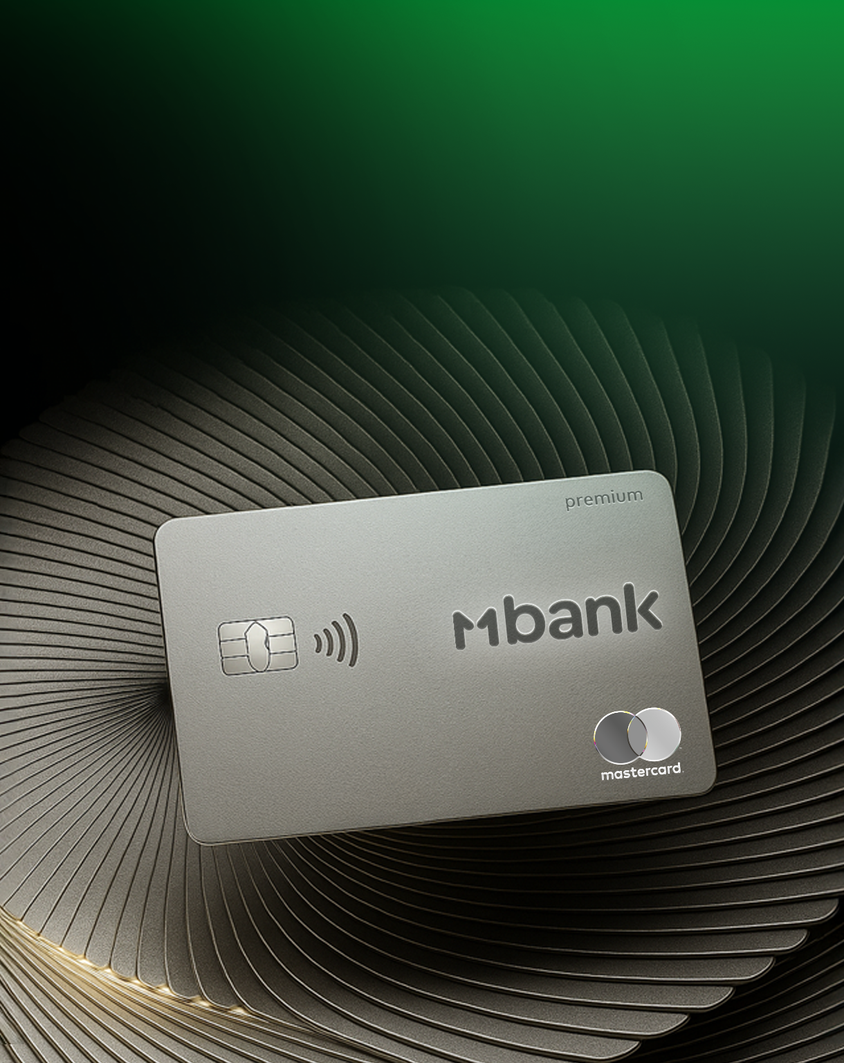 MBANK Mastercard World Elite premium card on a green background